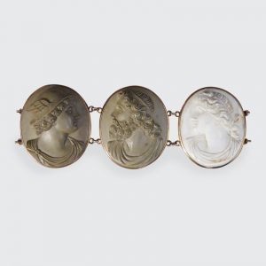 Antique Victorian Greek God and Goddess Lava Cameo Bracelet