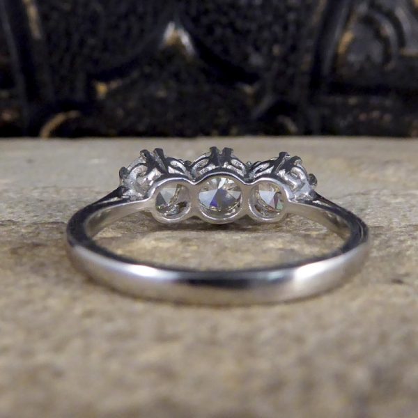 Contemporary 1.62ct Diamond Three Stone Platinum Ring