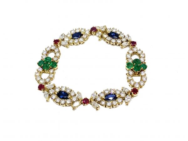 Vintage 1970 Multi Gem Diamond Bracelet
