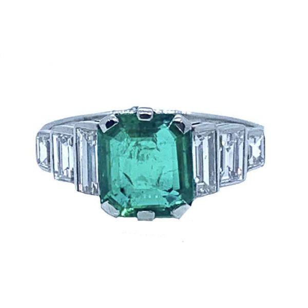 Art Deco Colombian emerald and diamond ring
