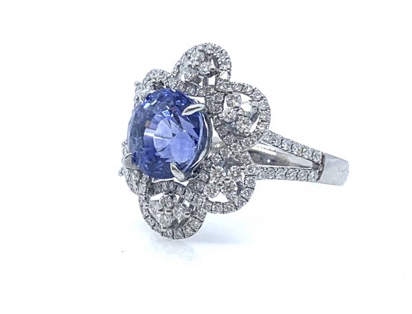 Sapphire and diamond flower ring