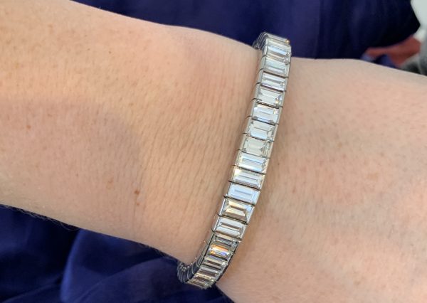 Art Deco 1950's Baguette cut diamond bracelet 22 carats