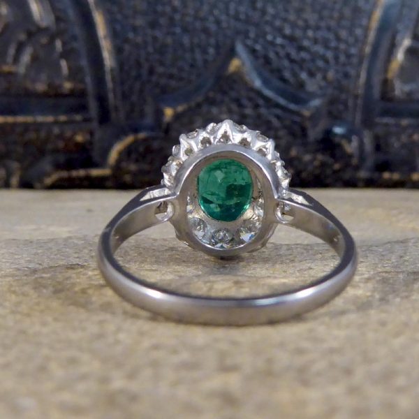 Oval 1.37ct Emerald and 1.00ct Diamond Cluster Ring