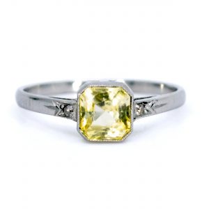 Vintage 1.27ct Yellow Sapphire Platinum Ring