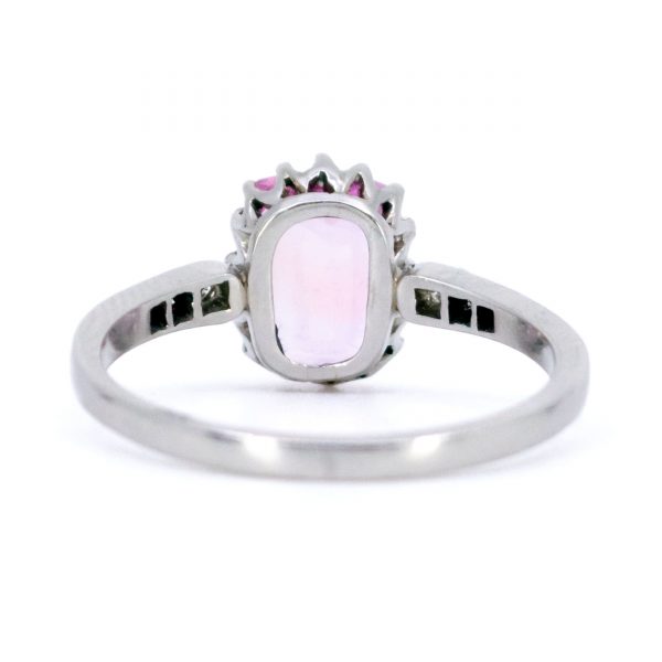 Vintage 2ct Pink Sapphire and Diamond Platinum Ring