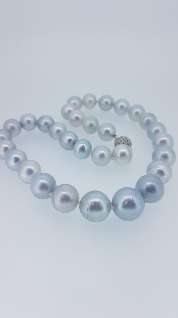 Grey South Sea Pearl Necklace with Diamond Clasp