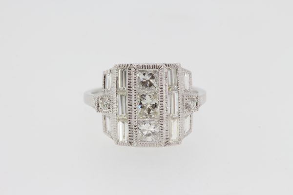 Art Deco Style Diamond Dress Ring in 18ct White Gold