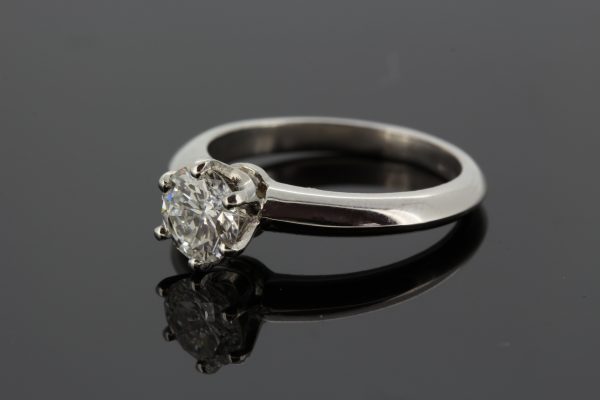 0.91ct Single Stone Diamond Engagement Ring in Platinum, certified G colour SI1 clarity