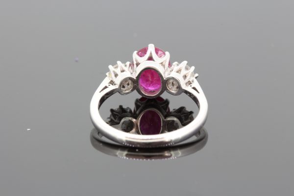 Ruby and Diamond Trilogy Ring in 18ct White Gold, 1.90 carats