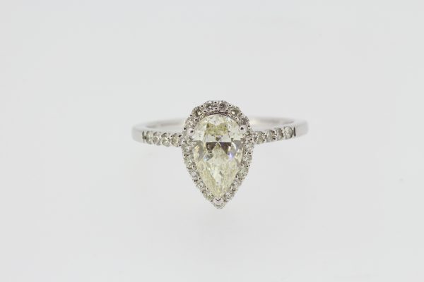 Diamond and 18ct White Gold Pear Shaped Cluster Ring