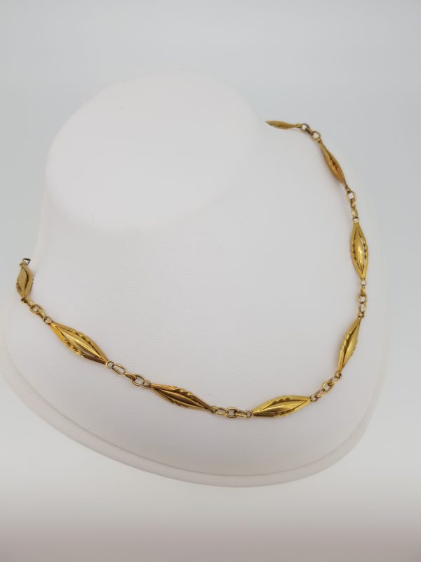 French 18ct Yellow Gold Fancy Link Chain Necklace, 40cm in length