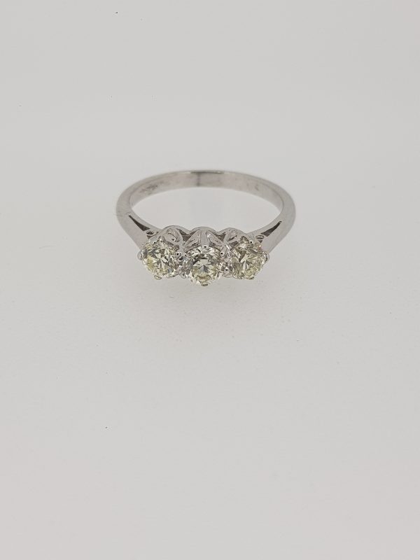 Three Stone Diamond Ring in 18ct White Gold, 1.00 carat total