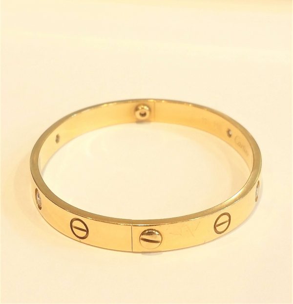 Cartier Love Bangle Bracelet set with Four Diamonds