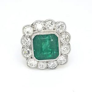 5.50ct Zambian Emerald and Diamond Floral Cluster Ring