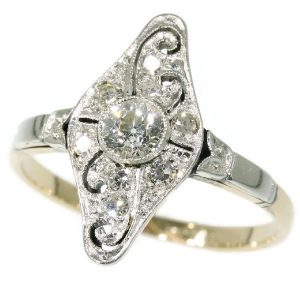 Antique Art Deco Old European Cut Diamond Engagement Ring, 1920s