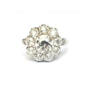Old Cut Diamond Cluster Ring in Platinum, 3.50 carats