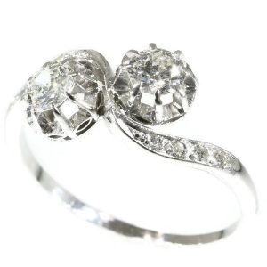 Antique Art Deco Two Stone Diamond Love Ring