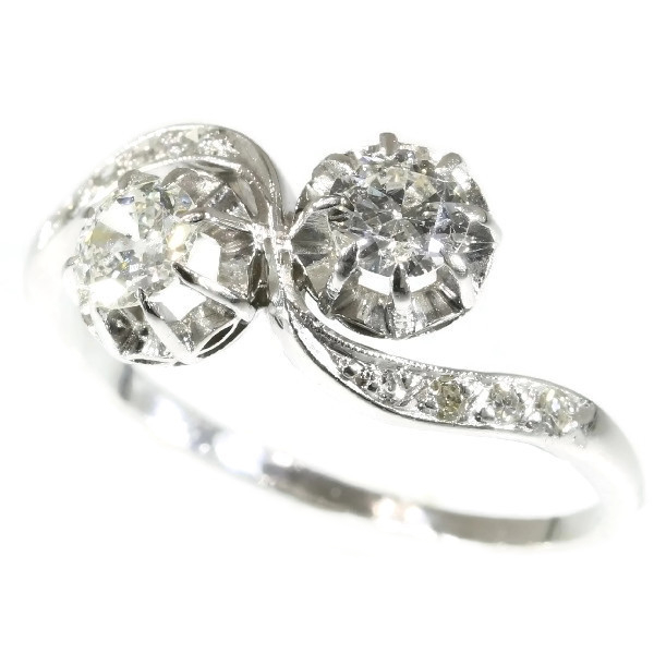 Antique Art Deco Two Stone Diamond Love Ring