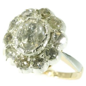 Antique Victorian Large Rose Cut Diamond Cluster Ring