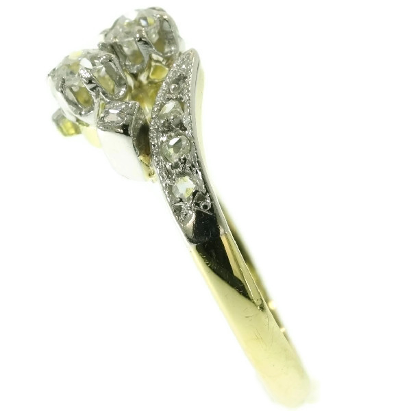 Antique Belle Epoque Old European Cut Diamond Two Stone Engagement Ring