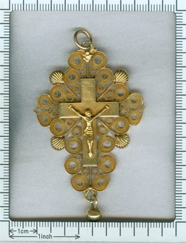 Antique 18th Century French Rococo Gold Cross
