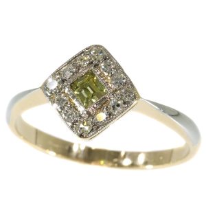 Antique Art Deco Natural Fancy Colour Diamond Engagement Ring