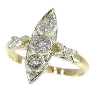 Antique Belle Epoque Marquise Shaped Diamond Ring