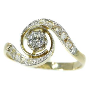 Antique Belle Epoque Tourbillon Diamond Engagement Ring