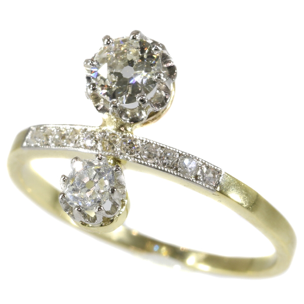 Antique Belle Epoque Two Stone Diamond Engagement Ring