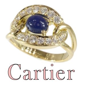 Vintage Cartier Sapphire And Diamond Ring In 18 Carat Yellow Gold