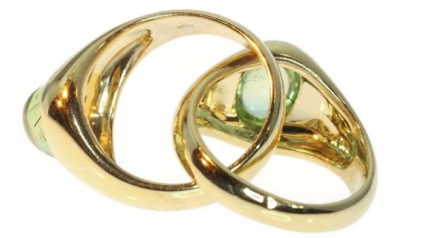 Vintage Italian Pomellato Demantoid Garnet Intertwined Gold Ring