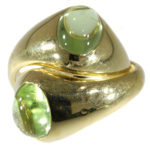 Vintage Italian Pomellato Demantoid Garnet Intertwined Gold Ring