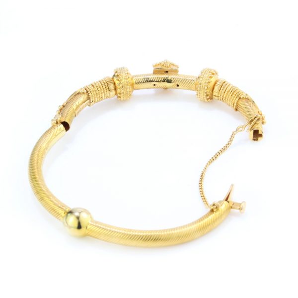 Vintage 1950s Decorative 22ct Yellow Gold Bangle Bracelet