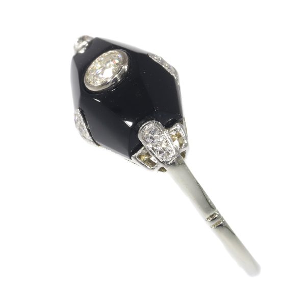 Vintage Art Deco Diamond and Onyx 18ct White Gold Ring