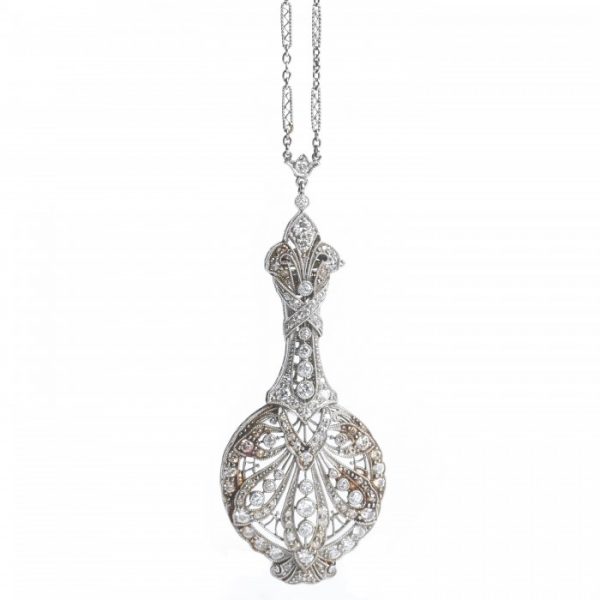 Antique Belle Epoque Diamond and Platinum Lorgnettes Pendant Necklace