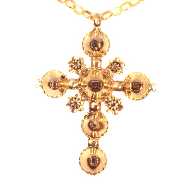 Antique 18th Century Baroque Diamond Set Gold Cross