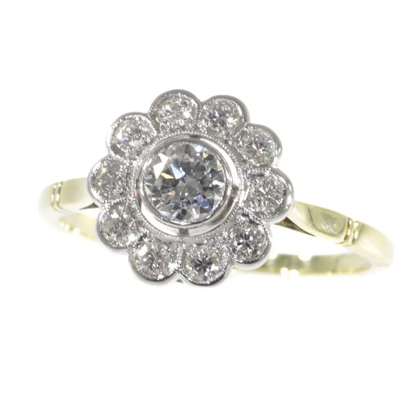 vintage Fifties brilliant cut diamond cluster engagement ring