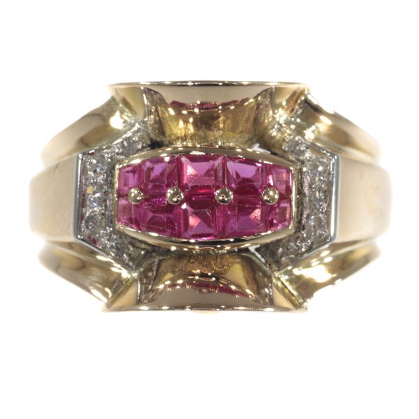 Vintage Retro Ruby and Diamond Ring