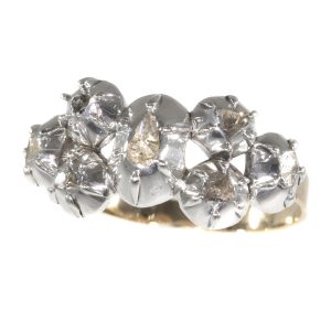 Antique Victorian Rose Cut Diamond Ring, 18ct Gold and Silver