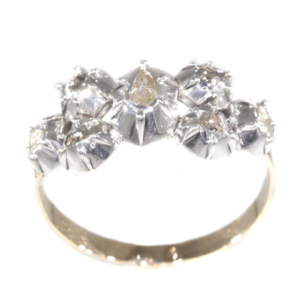 Antique Victorian Rose Cut Diamond Ring, 18ct Gold and Silver