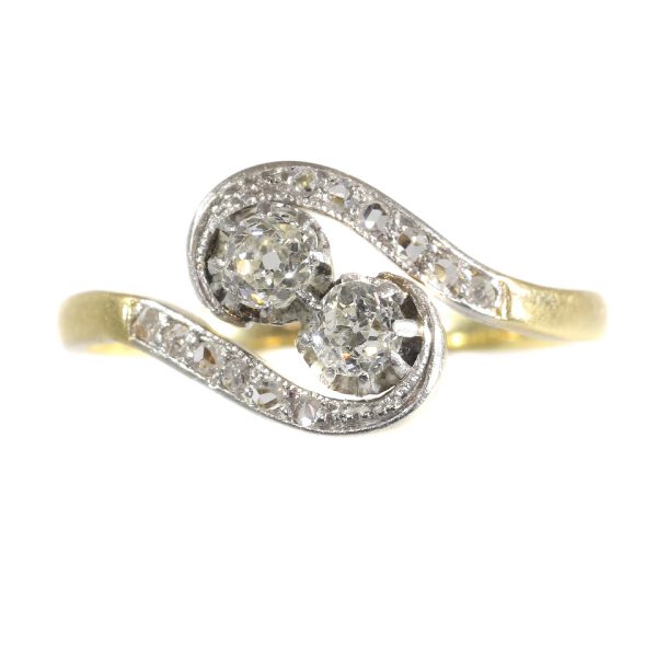 Romantic Antique Belle Epoque Diamond Toi et Moi Ring