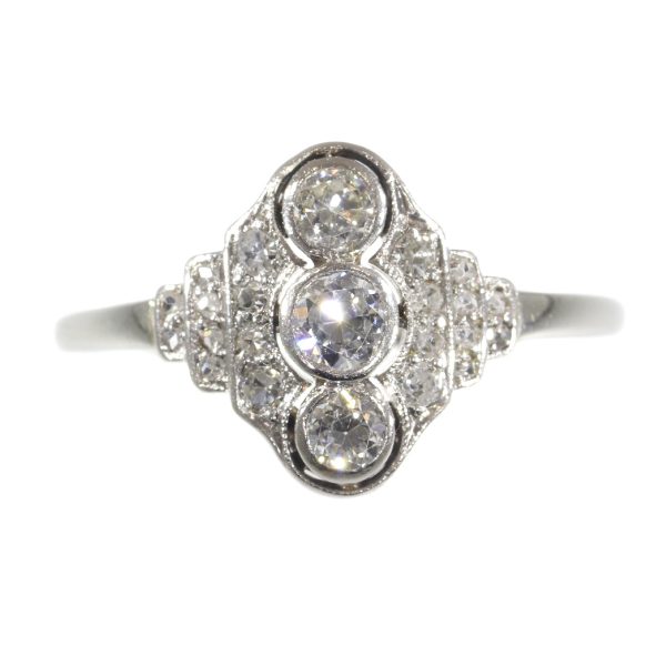 Vintage Art Deco Three Stone Diamond Engagement Ring