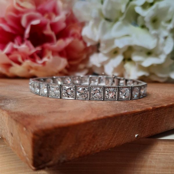 Vintage Diamond Line Bracelet in Platinum, 12.00 carat total