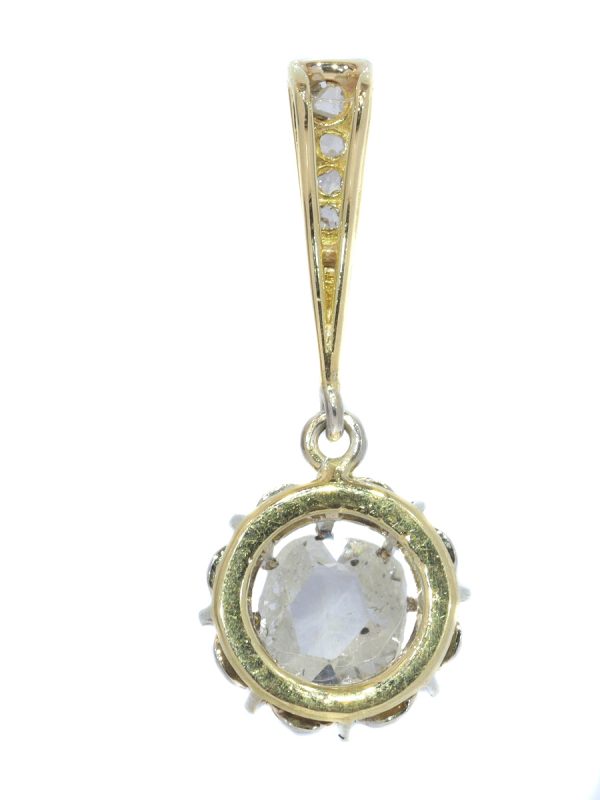 Antique Art Deco Diamond Pendant with Large Rose Cut Diamond