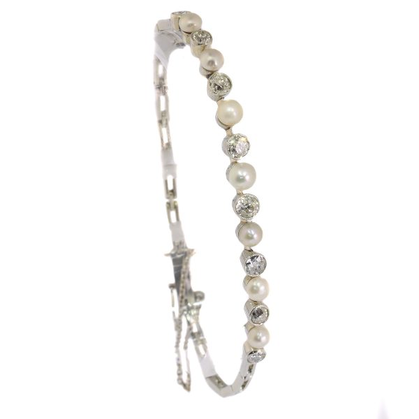 Antique Art Deco Diamond and Pearl Bracelet