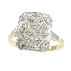 Antique Art Deco Old Mine Brilliant Cut Diamond Engagement Ring