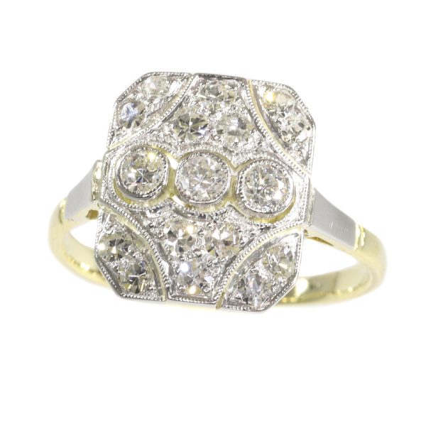 Antique Art Deco Old Mine Brilliant Cut Diamond Engagement Ring