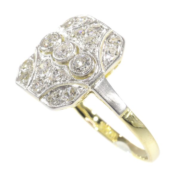 Antique Art Deco Old Mine Brilliant Cut Diamond Engagement Ring