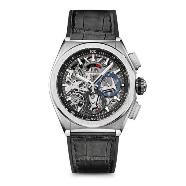 Zenith Defy El Primero 21 Titanium Chronograph Watch, Model 95.9000.9004/78.R582, with black rubber and leather strap, Brand New with box, papers and two year manufacturer warranty