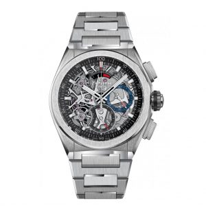 Zenith Defy El Primero 21 Chronograph Titanium Bracelet Watch, model 95.9000.9004/78.M9000, blue movement and open dial, 44mm titanium case with integrated titanium bracelet. Brand New with box, papers and two year manufacturer warranty